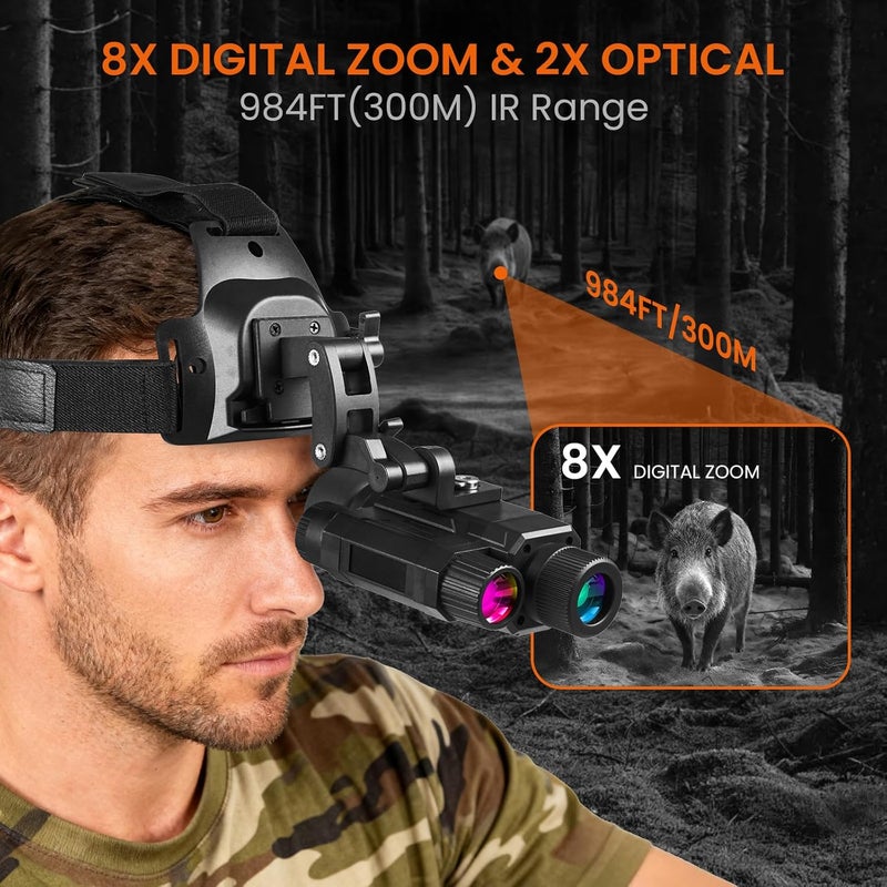 BIBIRE Night Vision Goggles, Head Mounted Night Vision Monocular 8X Digital Infrared NVG with 32GB SD Card for Surveillance Camping Observation - Image 5